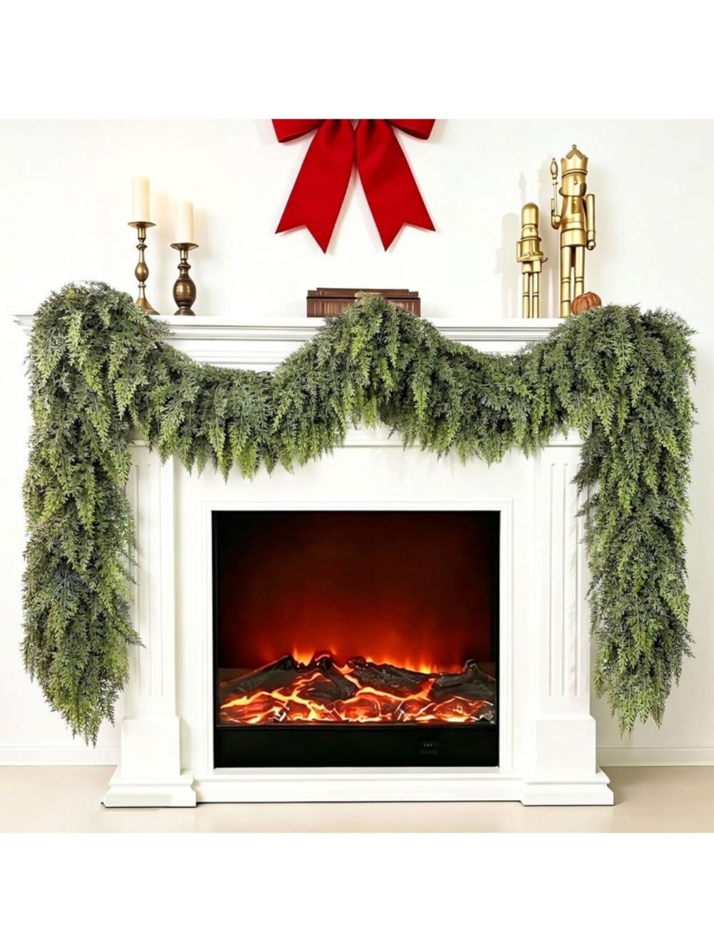 Tasruwat Deluxe 9 FT Artificial Christmas Cedar Garland 240 Larger Tips